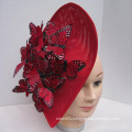 Vibrant Red Tear Drop Fascinator with Red Monarch Butterflies For Ladies Party